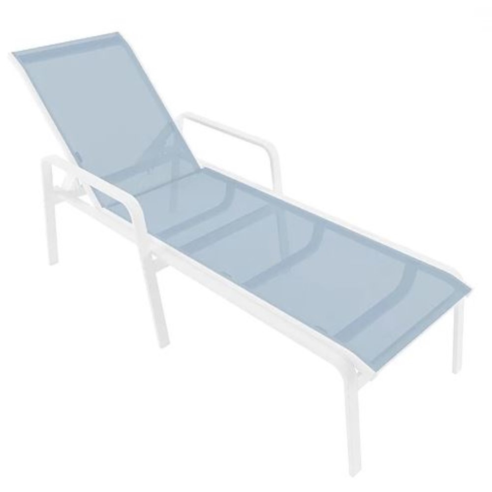 Espreguiçadeira para Piscina Summer - Alumínio Branco, Tela Sling Azul Claro | Empilhável